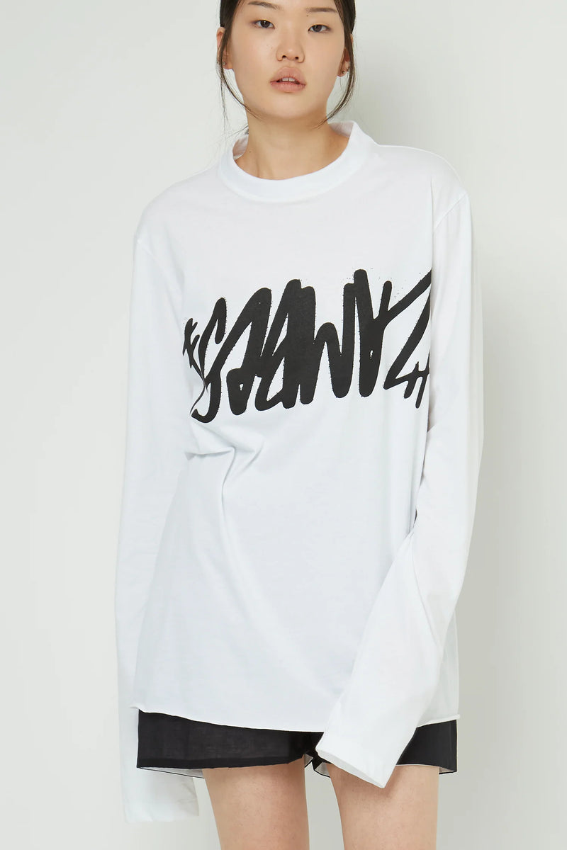 ZAMBESI GRAFFITI LONG SLEEVE TOP-WHITE/BLACK