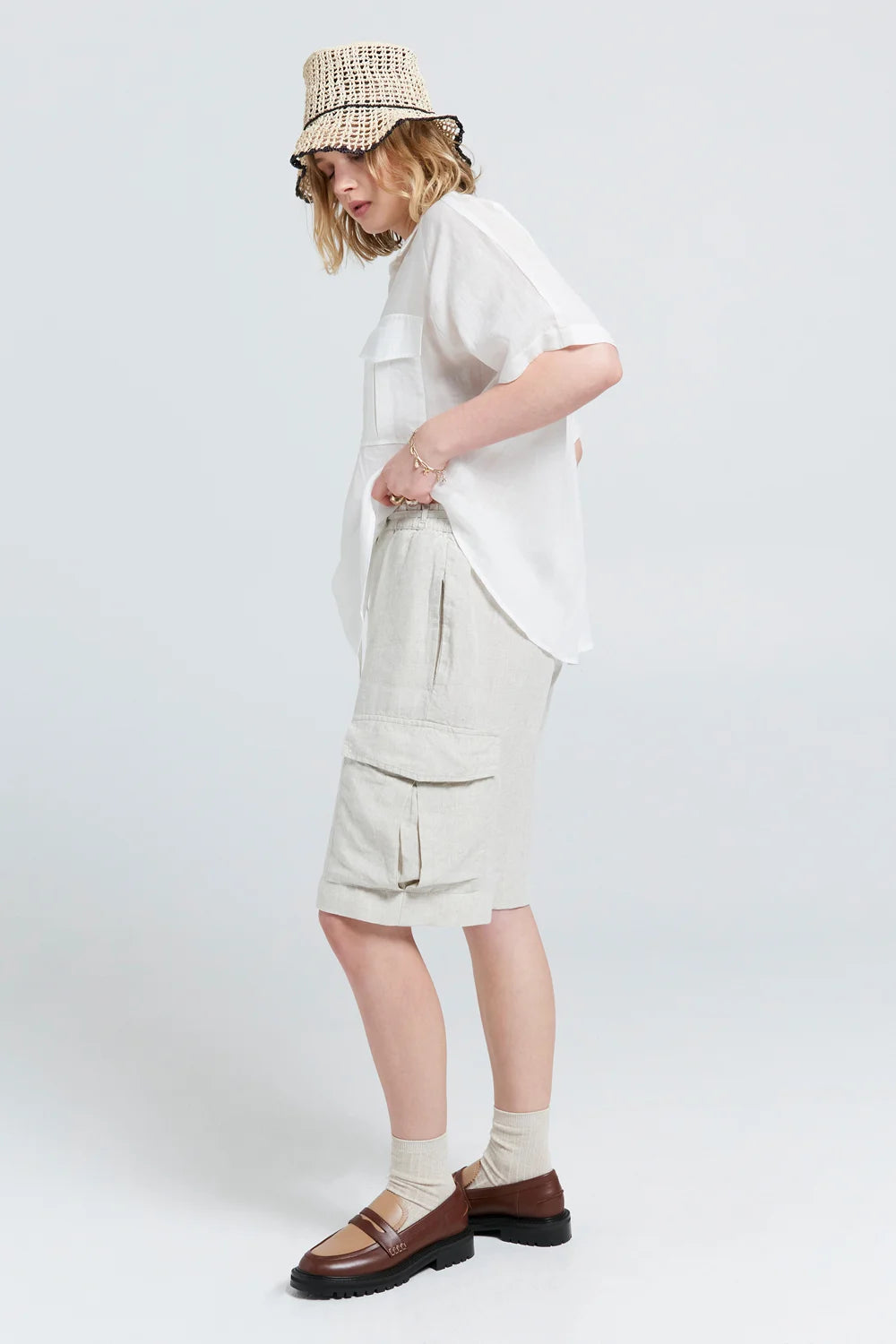 KAREN WALKER ACADIA LOUNGE SHORTS-NATURAL