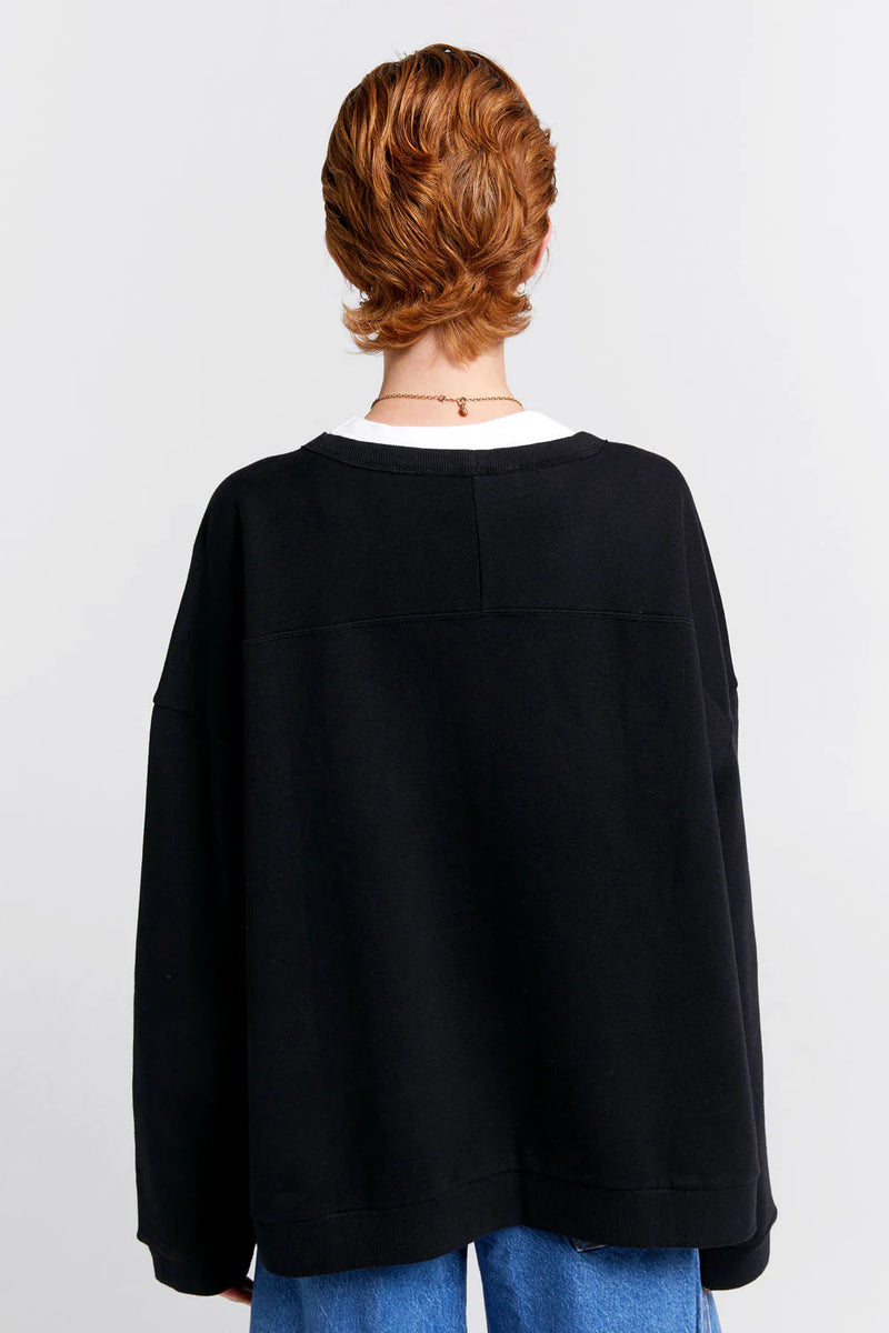 KAREN WALKER RUNAWAY GIRL CREWNECK SWEATSHIRT-BLACK