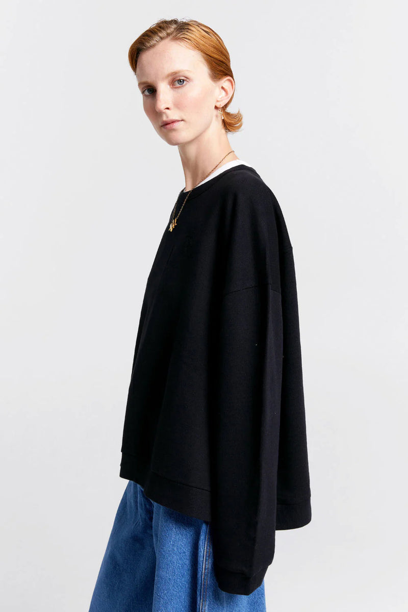 KAREN WALKER RUNAWAY GIRL CREWNECK SWEATSHIRT-BLACK