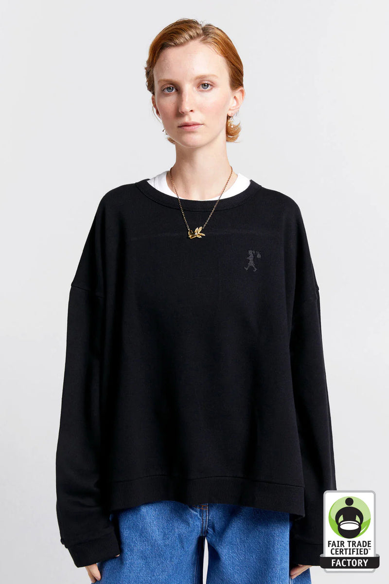 KAREN WALKER RUNAWAY GIRL CREWNECK SWEATSHIRT-BLACK