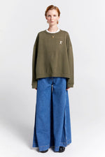 KAREN WALKER RUNAWAY GIRL CREWNECK SWEATSHIRT-GREEN