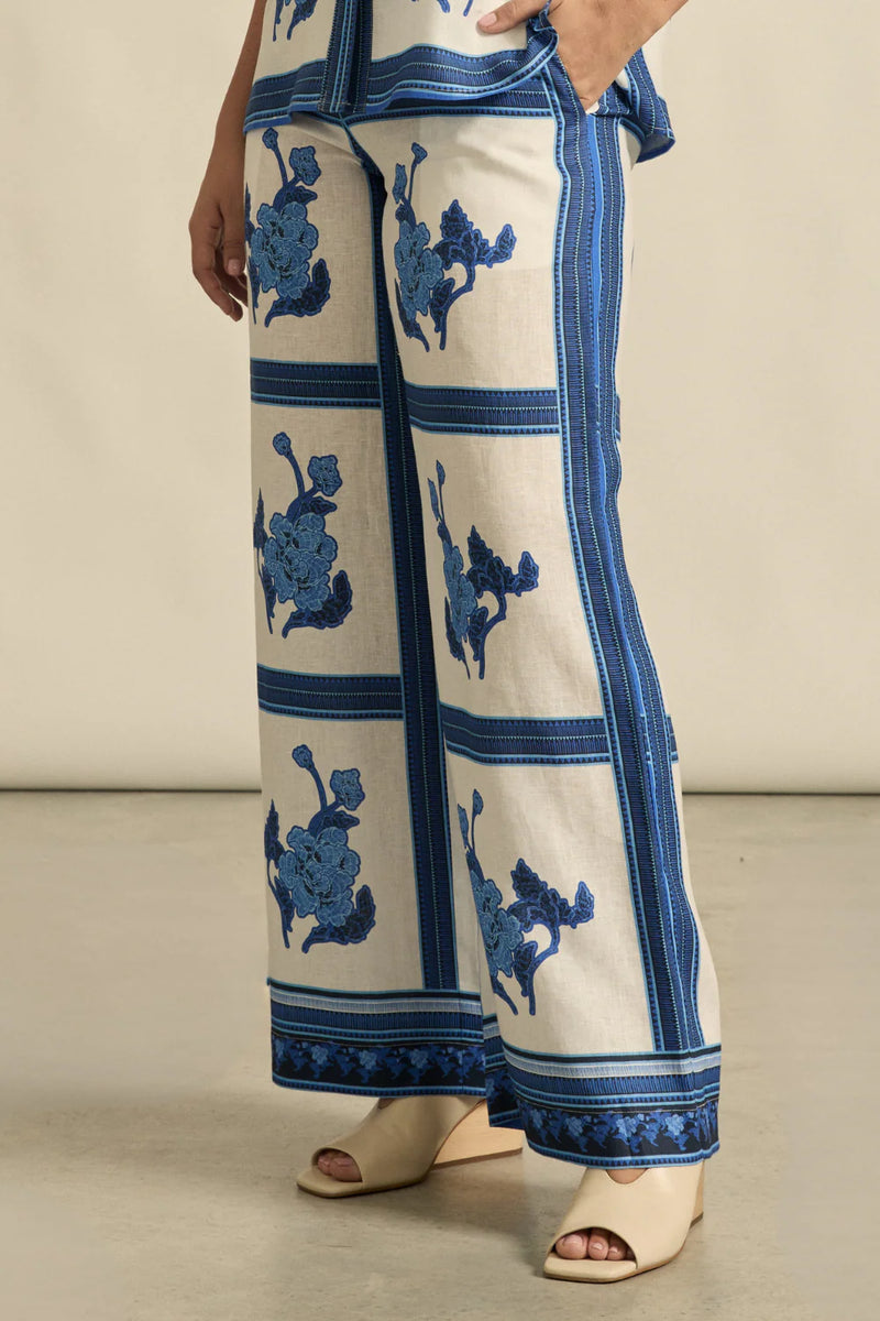 ZOE KRATZMANN GESTURE PANT-AZURE COLLAGE