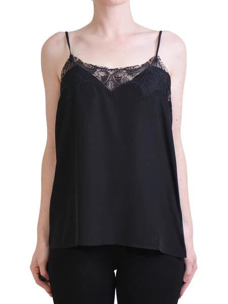 MAUD DAINTY TAMBOURINE TOP-BLACK