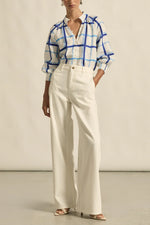 ZOE KRATZMANN INSPIRE TOP-AZURE CHECK