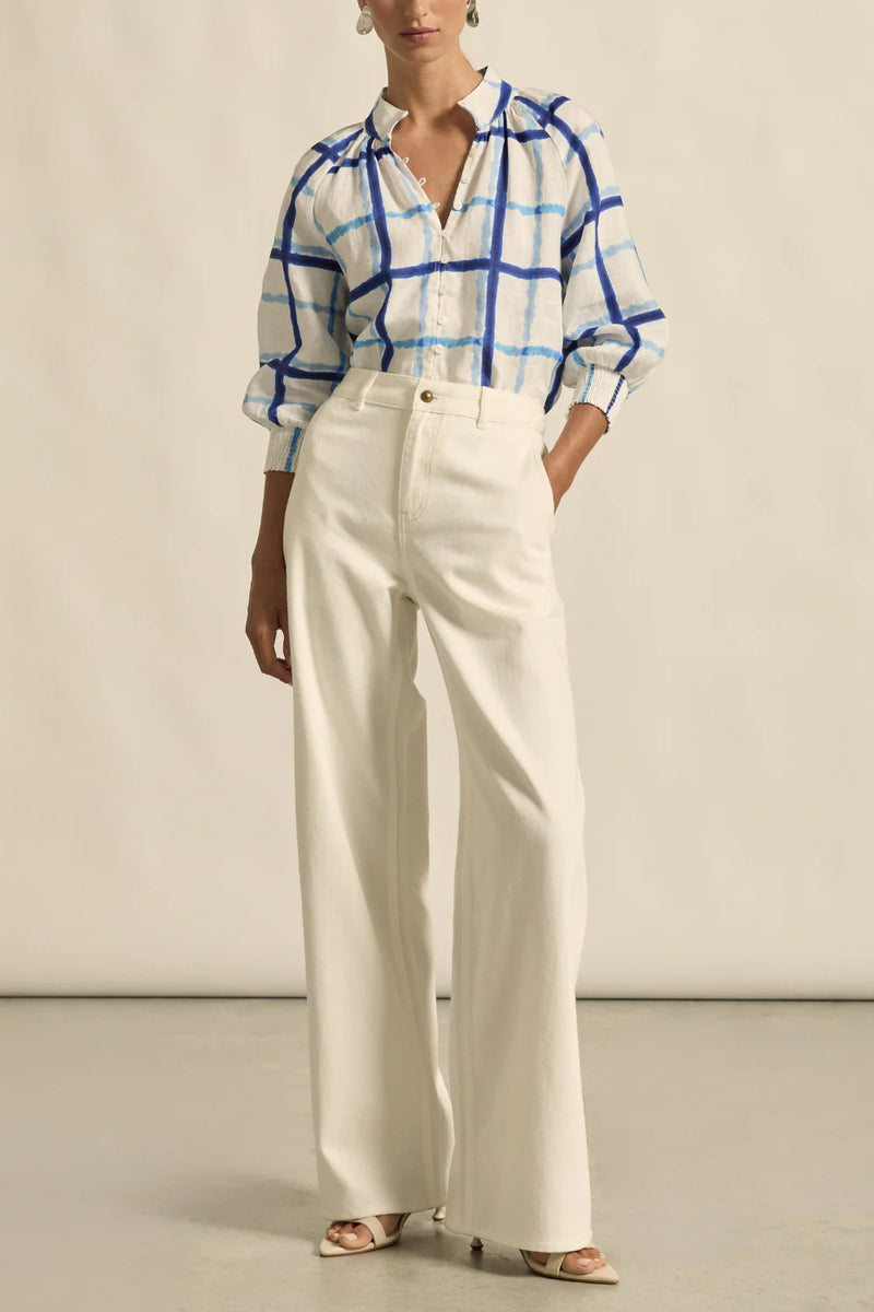 ZOE KRATZMANN INSPIRE TOP-AZURE CHECK