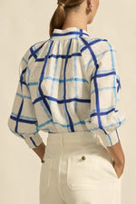 ZOE KRATZMANN INSPIRE TOP-AZURE CHECK