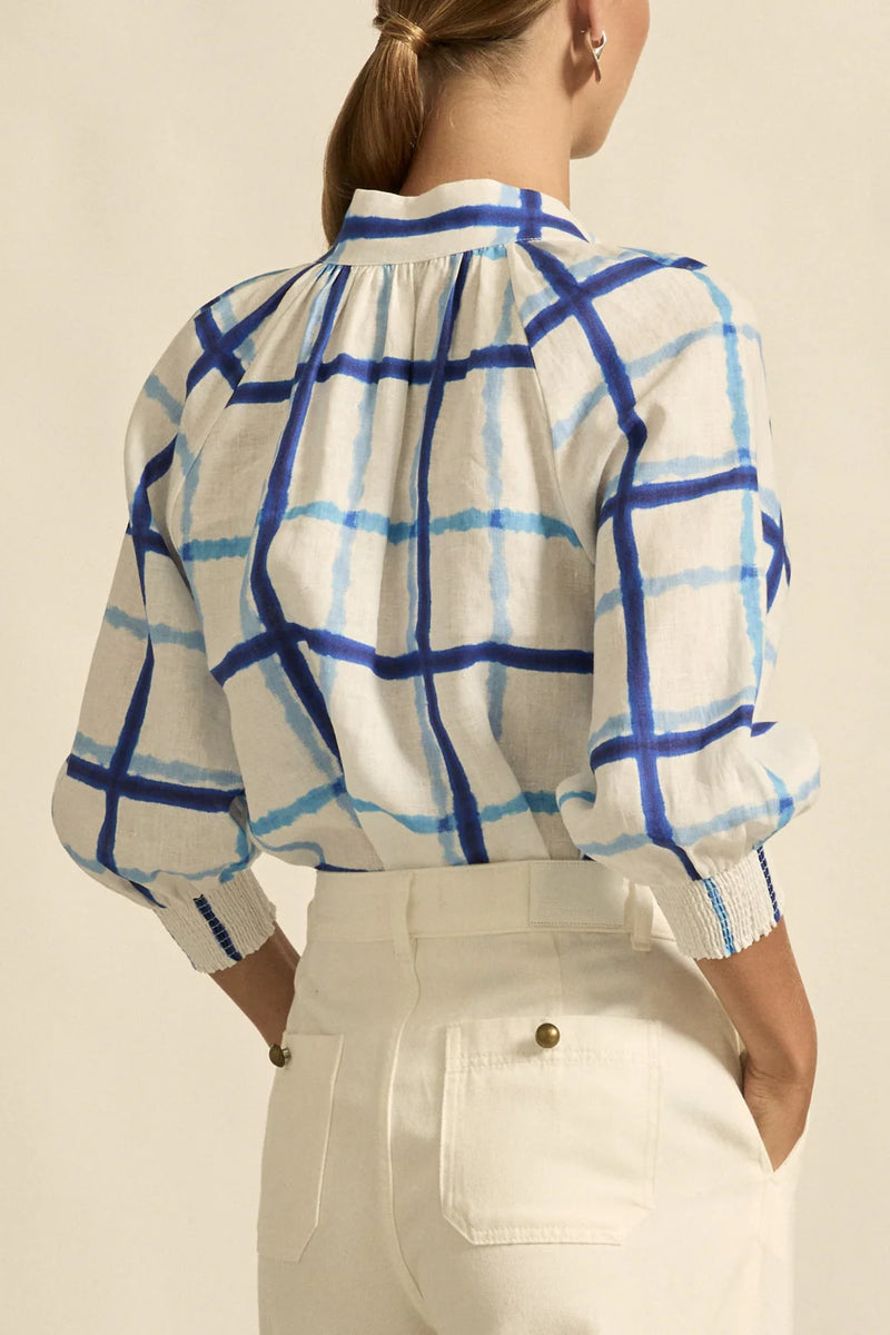 ZOE KRATZMANN INSPIRE TOP-AZURE CHECK