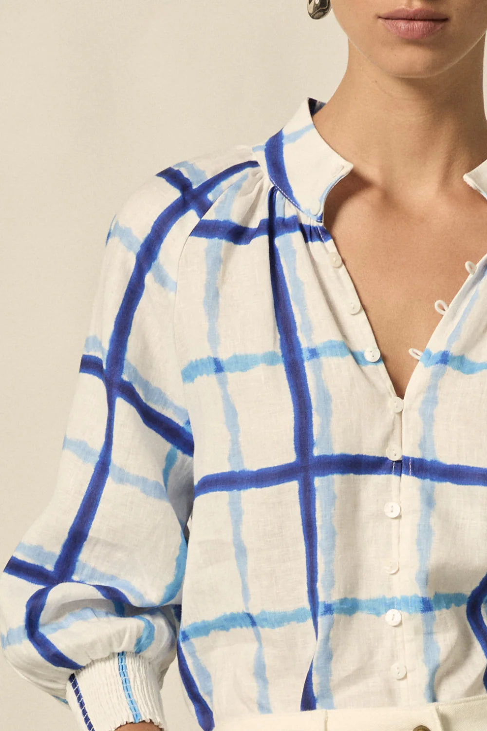ZOE KRATZMANN INSPIRE TOP-AZURE CHECK