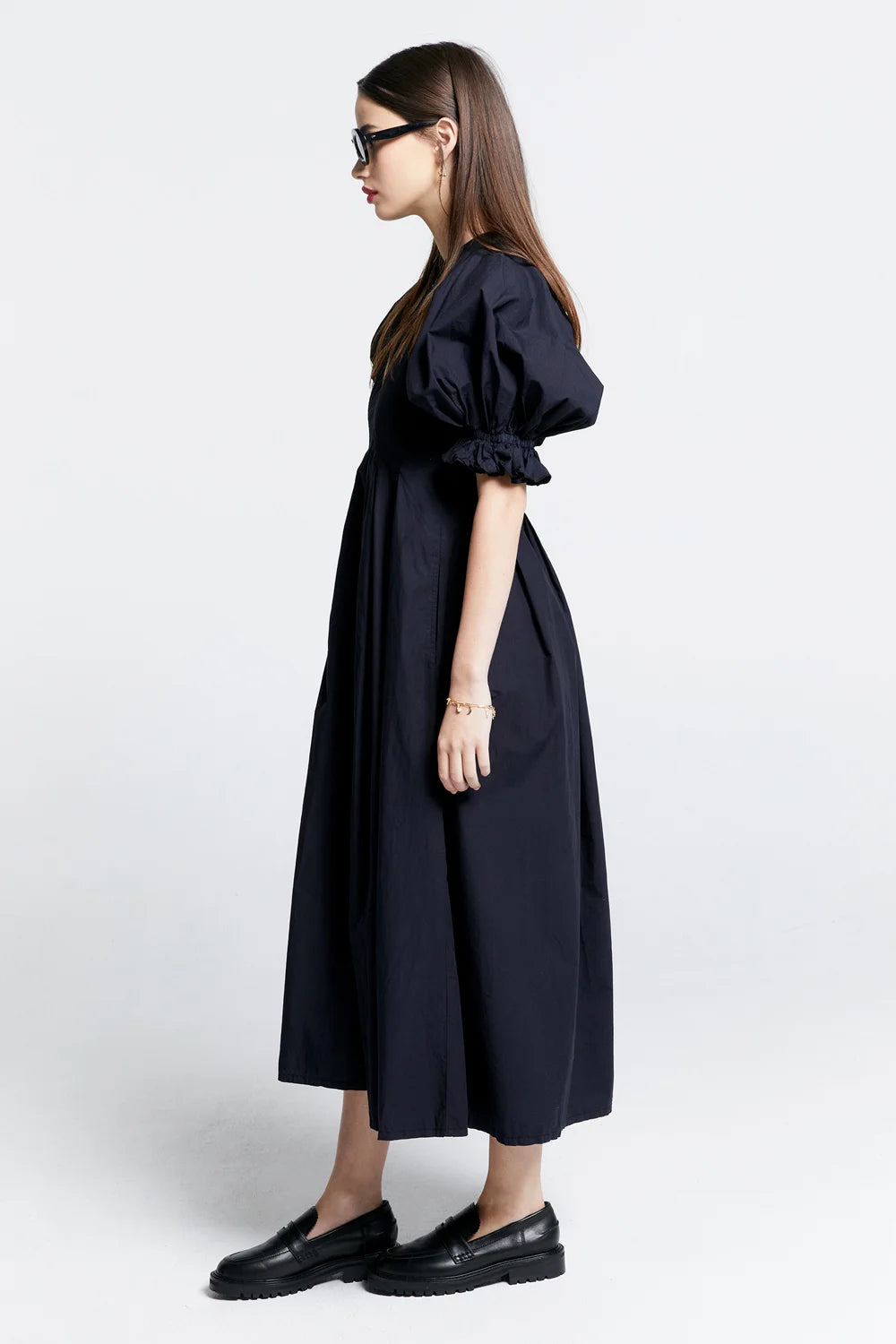 KAREN WALKER MELODY ORGANIC COTTON DRESS-BLACK