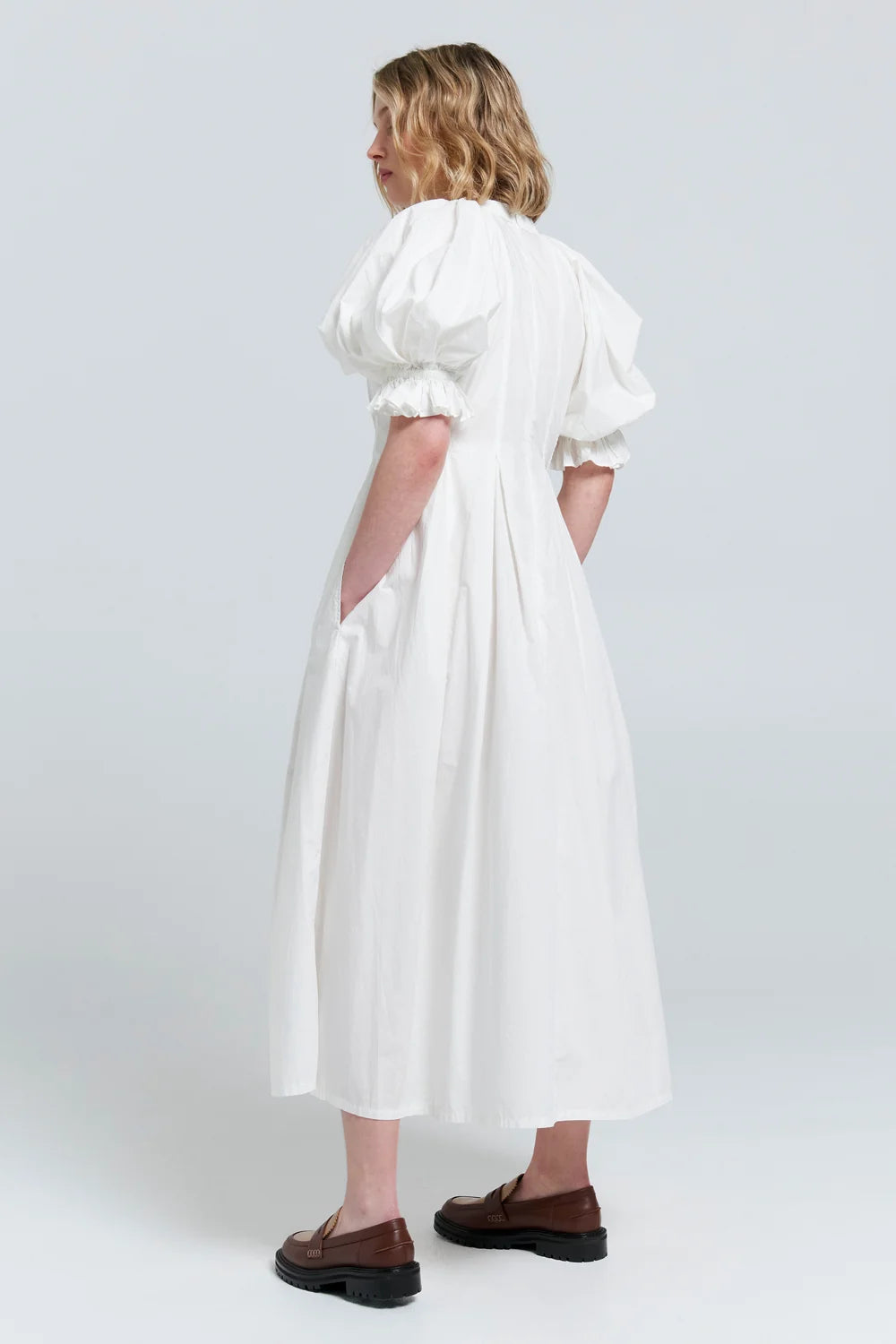 KAREN WALKER MELODY ORGANIC COTTON DRESS-WHITE