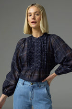 ZOE KRATZMANN PASSAGE TOP-INK BLACK CHECK