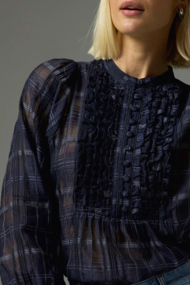 ZOE KRATZMANN PASSAGE TOP-INK BLACK CHECK