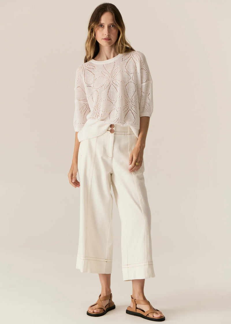 POL CARSEN CROP PANT-ECRU
