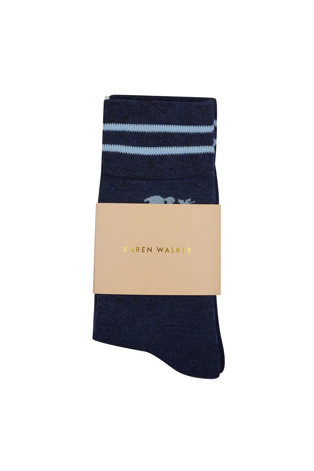 KAREN WALKER RUNAWAY GIRL SOCK-WHITE/DENIM BLUE