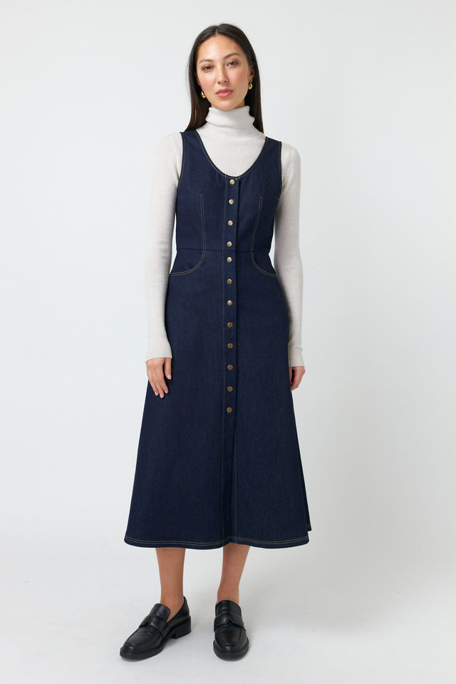 SYLVESTER DENIM DRESS-DARK INDIGO