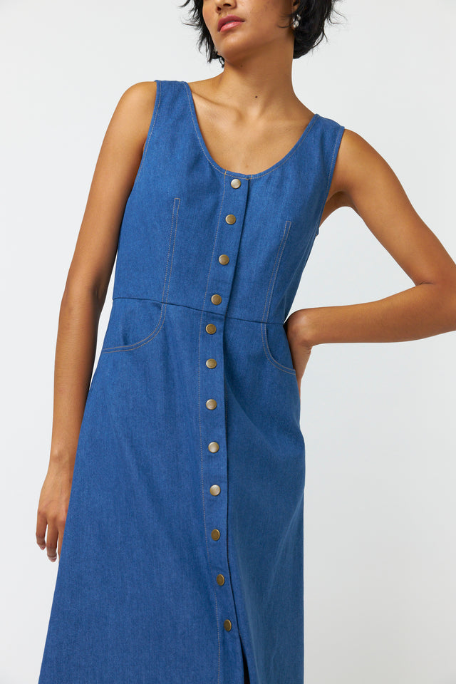 SYLVESTER DENIM DRESS-MID BLUE