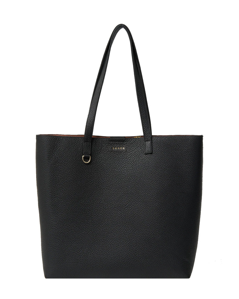 SABEN CARTER TOTE-BLACK&TAN CHAIN PRINT