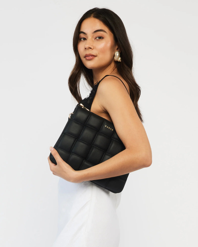 SABEN MATILDA SHOULDER BAG-BLACK WOVEN