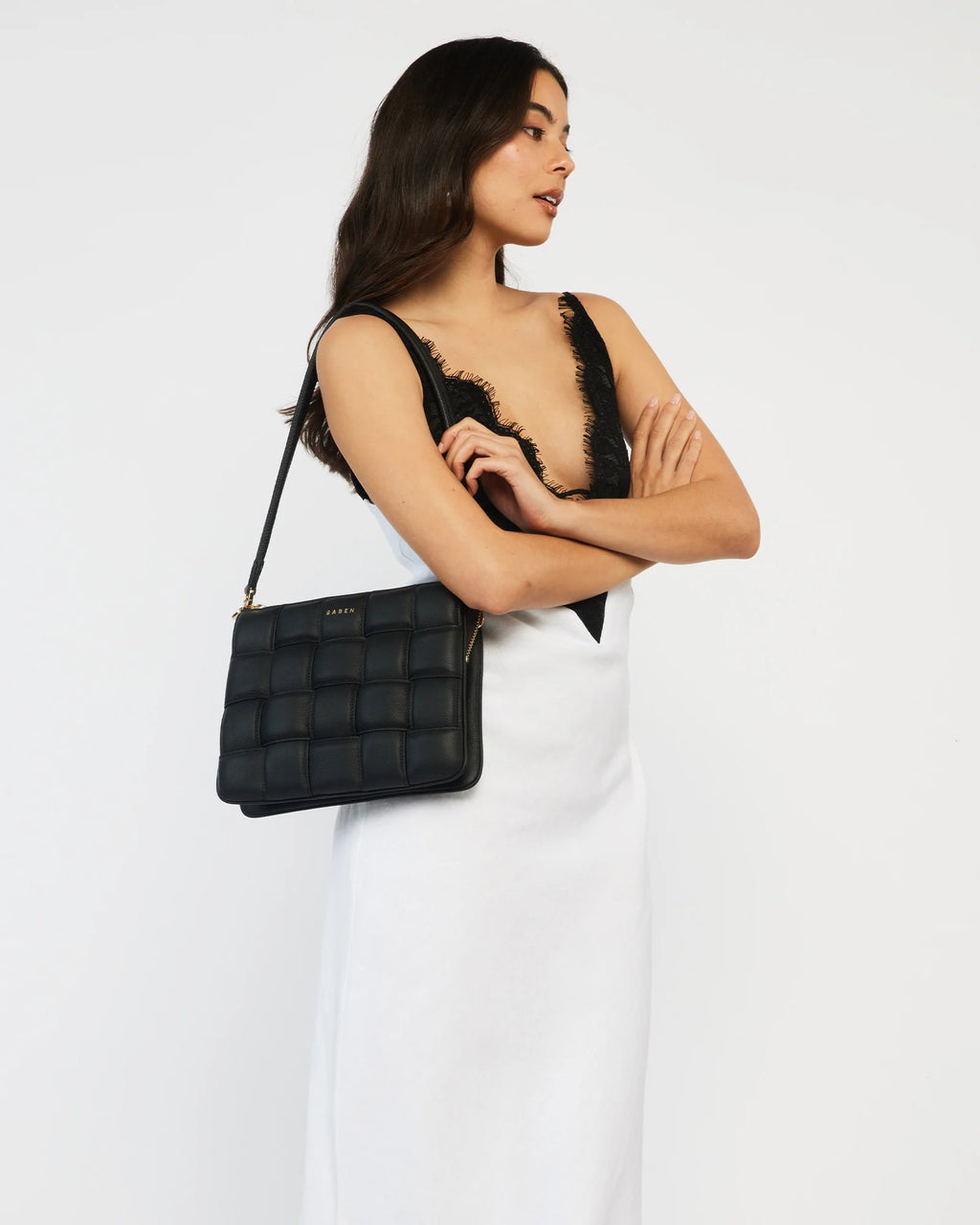 SABEN MATILDA SHOULDER BAG-BLACK WOVEN