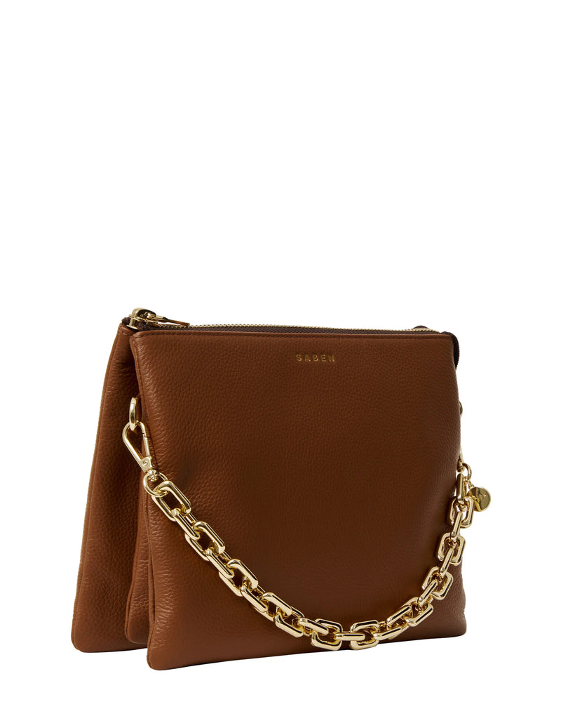 SABEN MATILDA CROSSBODY-TAN&CHUNKY CHAIN