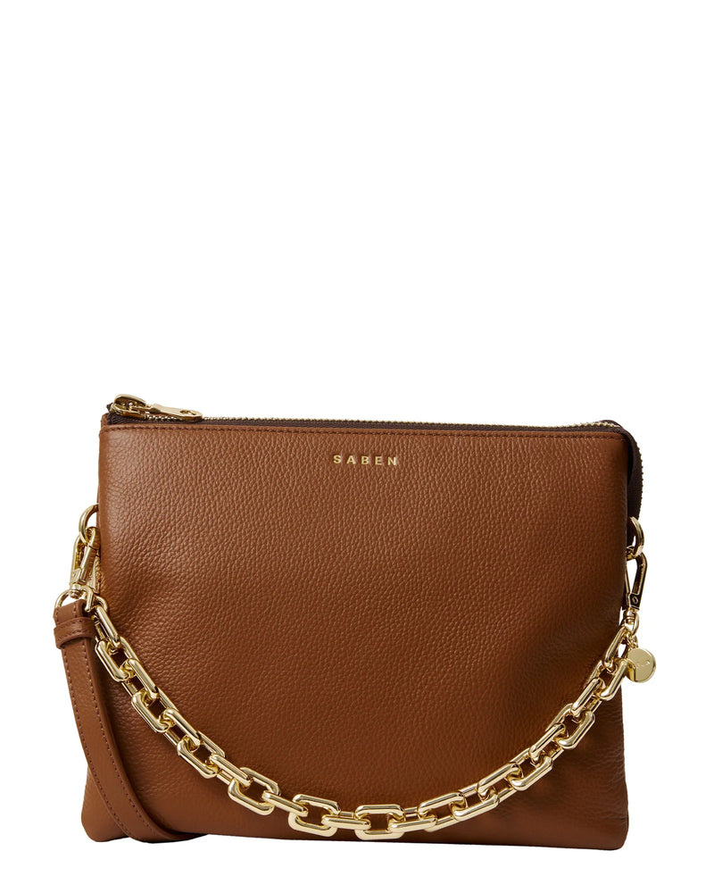 SABEN MATILDA CROSSBODY-TAN&CHUNKY CHAIN