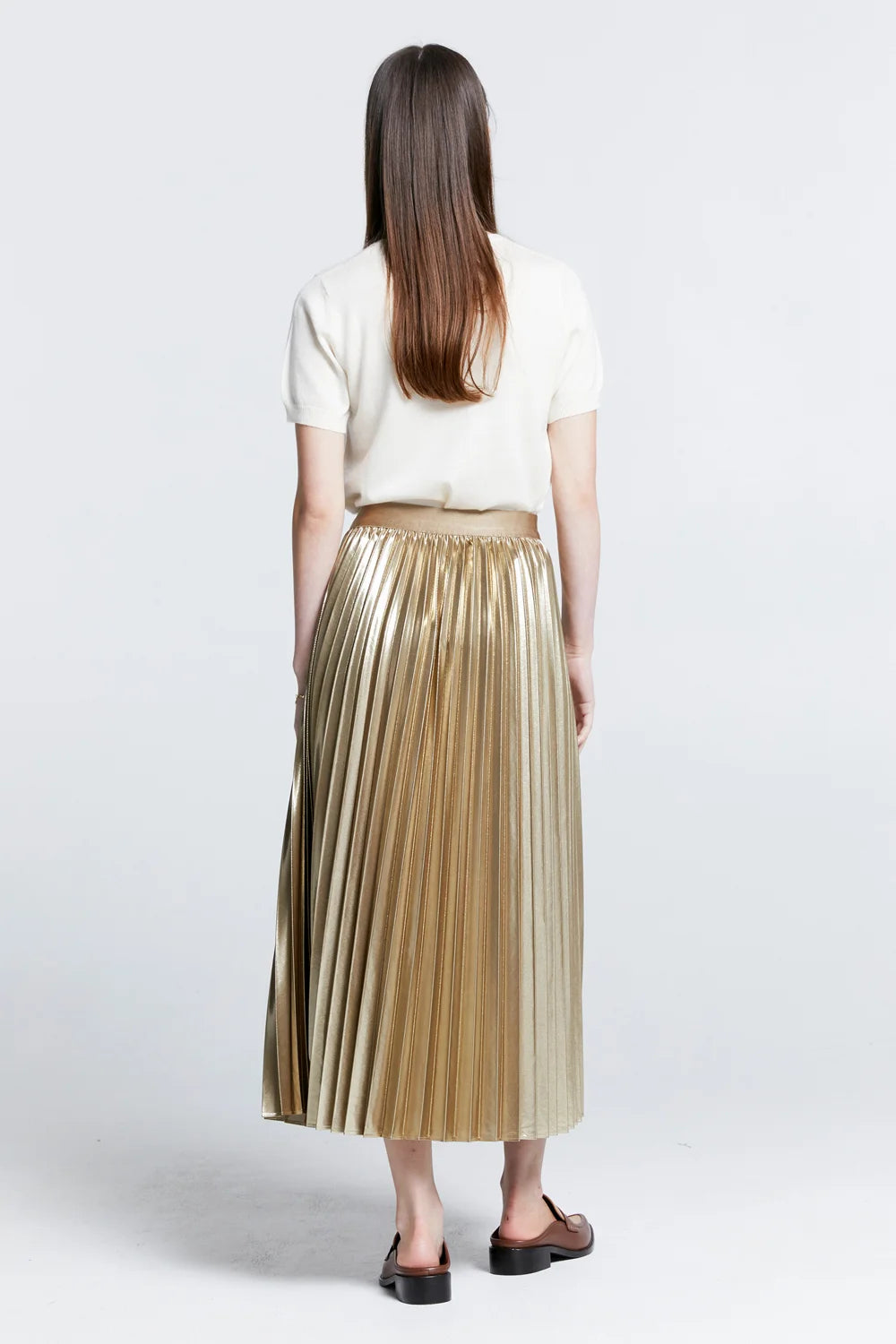 KAREN WALKER SUNRAY PLEATED SKIRT-GOLD