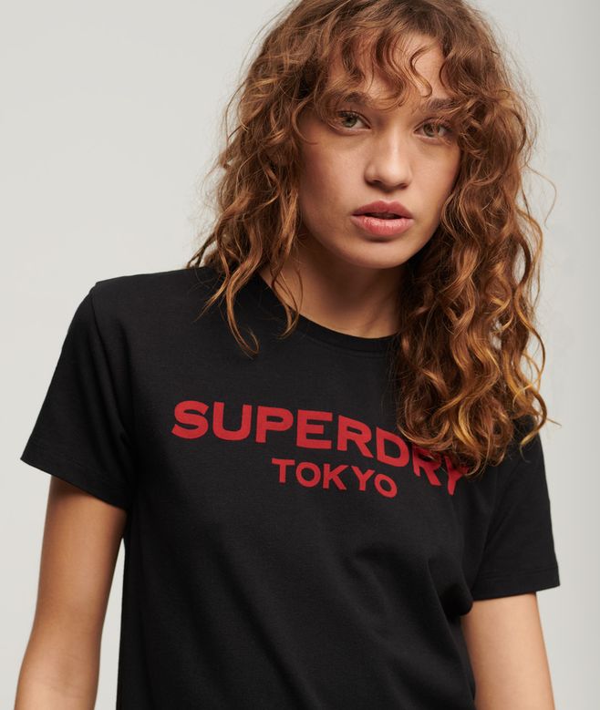 SUPERDRY SPORT LUXE GRAPHIC FITTED TEE-BLACK/RED