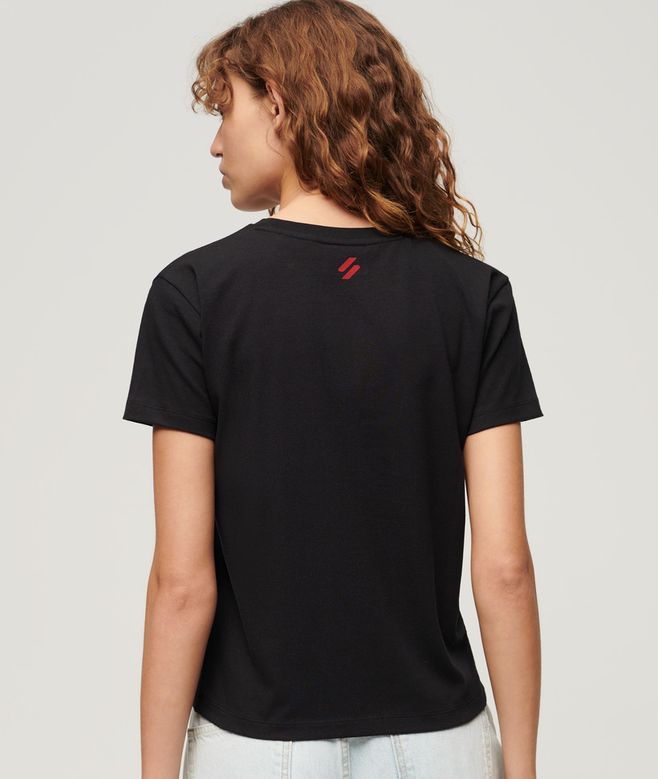 SUPERDRY SPORT LUXE GRAPHIC FITTED TEE-BLACK/RED