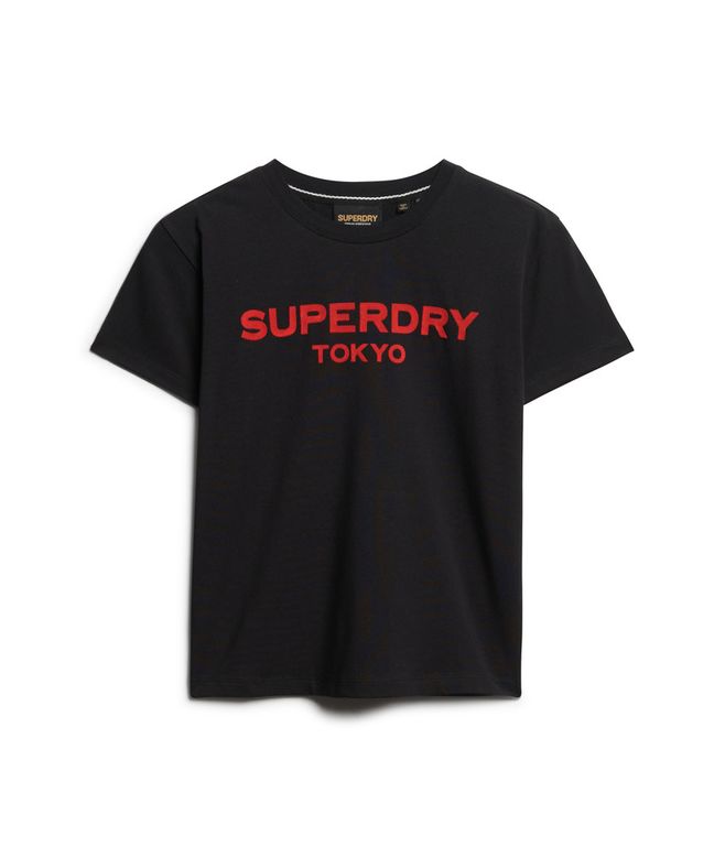 SUPERDRY SPORT LUXE GRAPHIC FITTED TEE-BLACK/RED