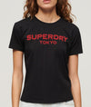 SUPERDRY SPORT LUXE GRAPHIC FITTED TEE-BLACK/RED