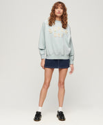 SUPERDRY APPLIQUE ATHLETIC LOOSE SWEAT-BLUE