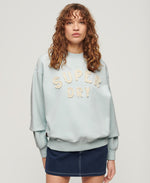 SUPERDRY APPLIQUE ATHLETIC LOOSE SWEAT-BLUE