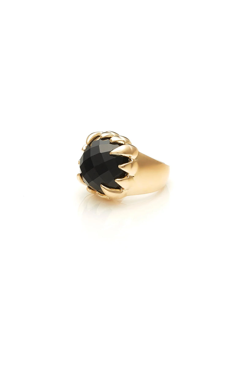 STOLEN CLAW RING ONYX-GOLD PLATED