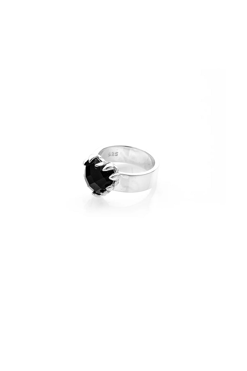 STOLEN LOVE CLAW RING-ONYX/SILVER