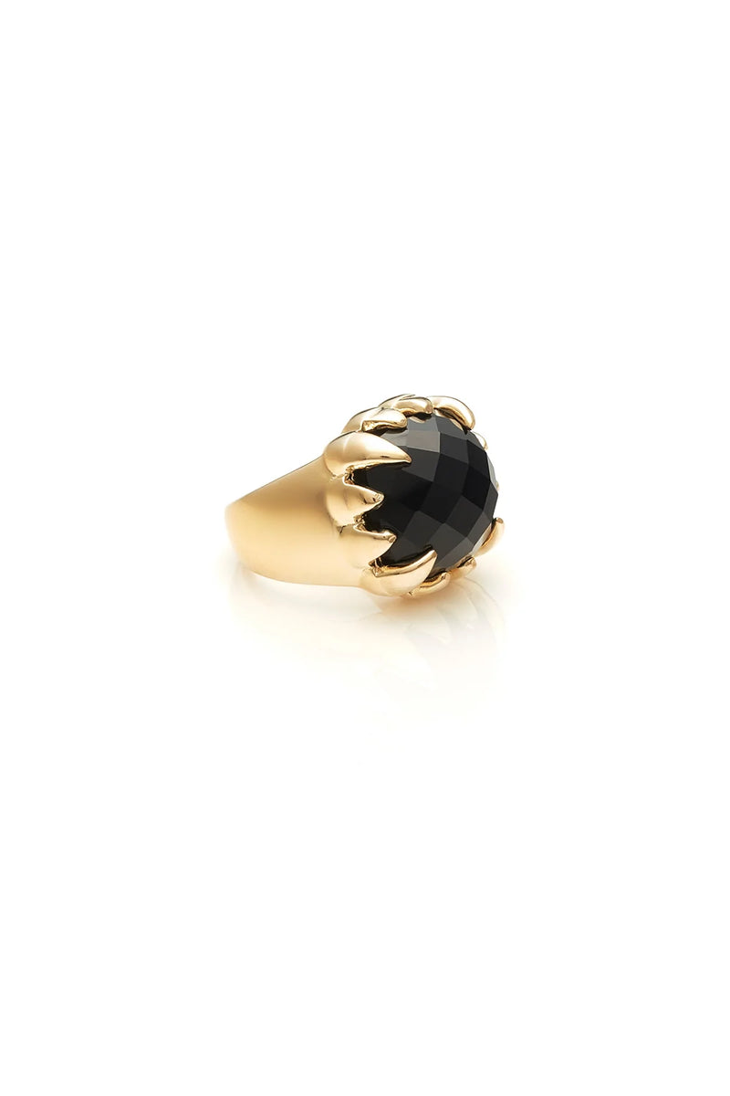 STOLEN CLAW RING ONYX-GOLD PLATED